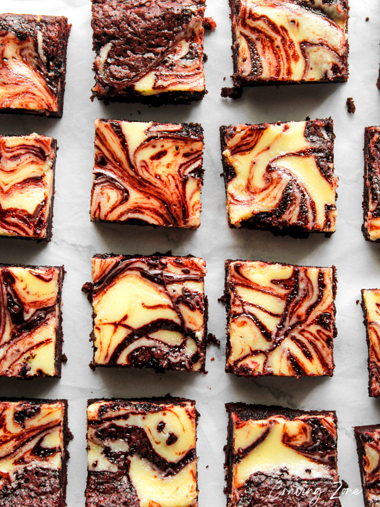 pieces of red velvet cheesecake brownies